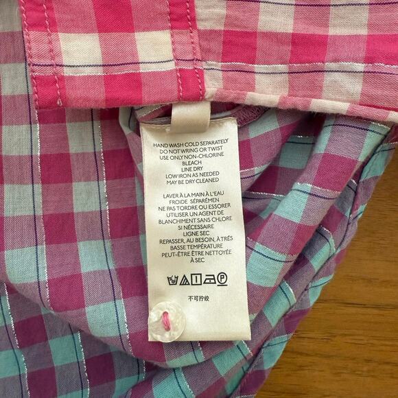 Pilcro Deb Gingham Button Shirt Size S Cotton Long Sleeve - Picture 10 of 11